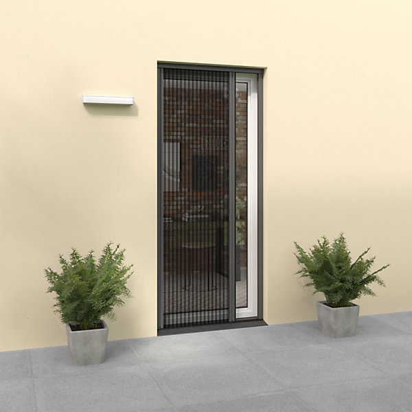 Moustiquaire plissée pour porte et porte-fenêtre H230 cm x L140 cm coloris gris