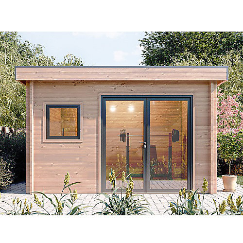 Chalet de jardin CHEVRIL 12M² - Bois Douglas épaisseur 55MM - Baie Alu &fenêtre PVC GROSFILLEX - Toiture BACACIER