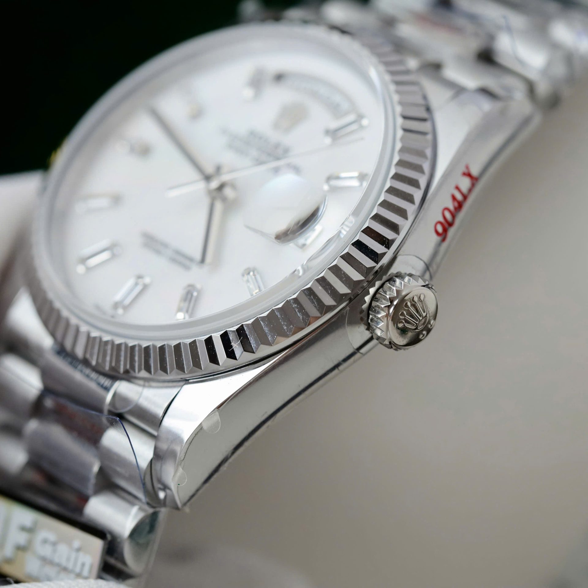 Rolex Day-Date 904L Steel MOP Dial CZ Diamonds 36mm Super Clone