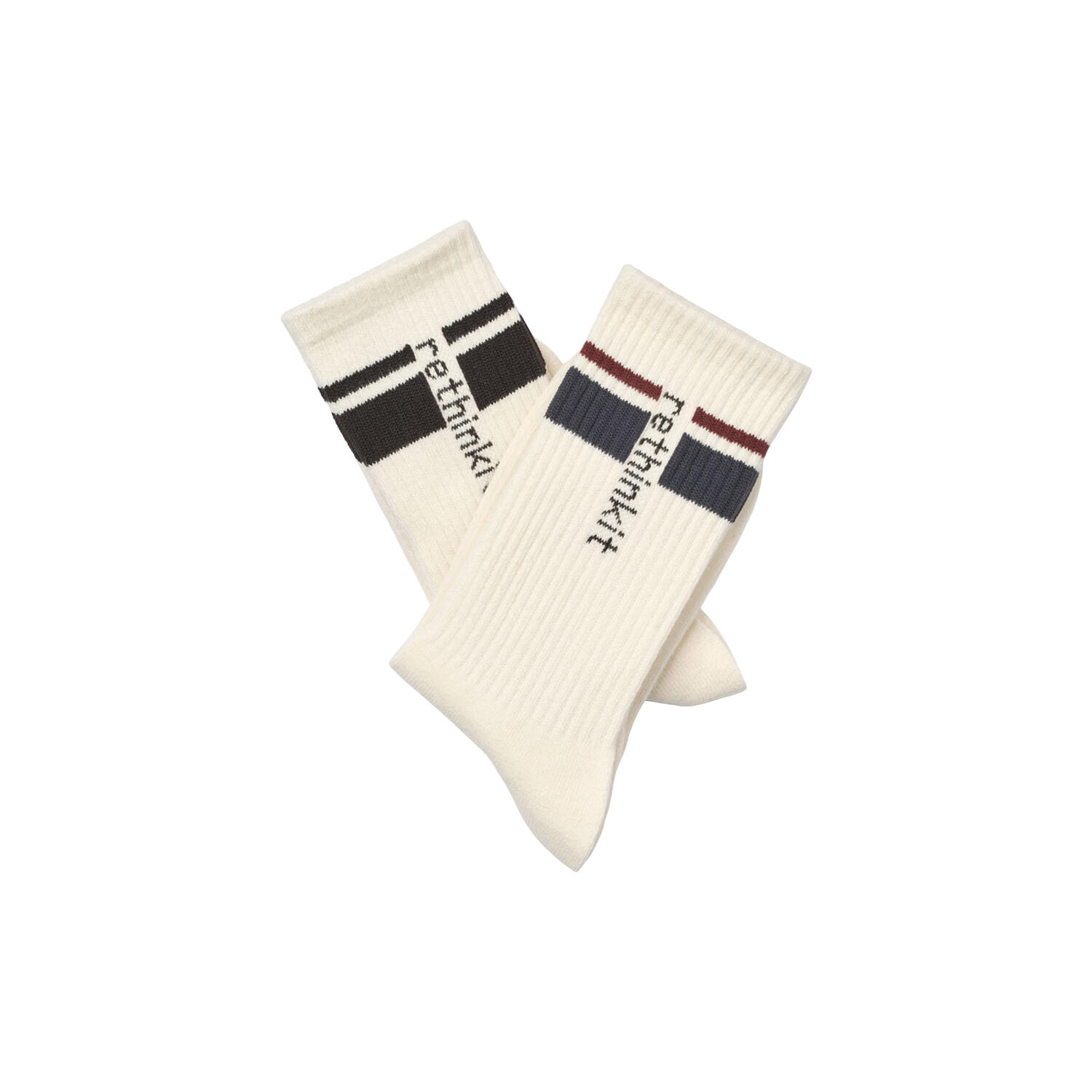 Rethinkit Striped Crew Sock 2pack, ink almost black