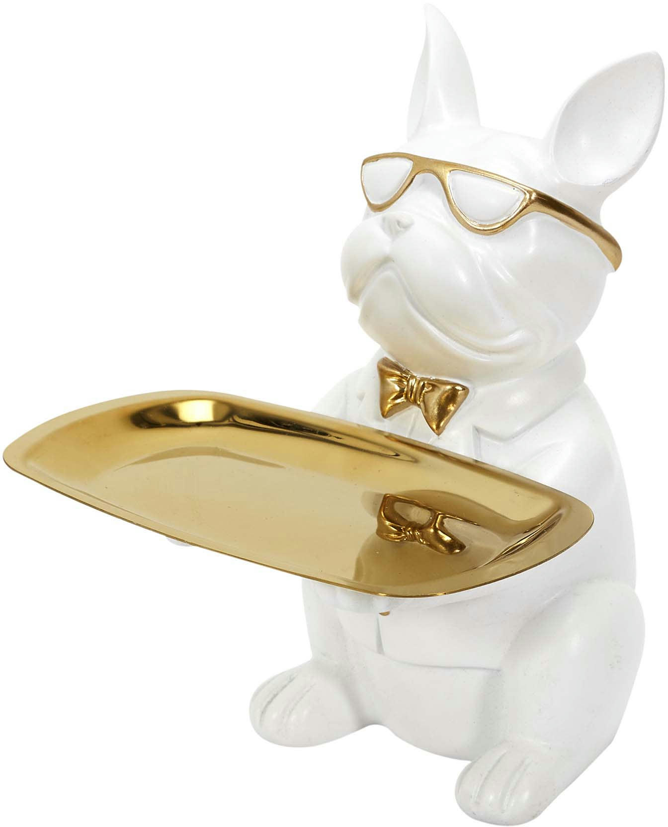- Vide poche déco bouledogue cool assis blanc et doré
