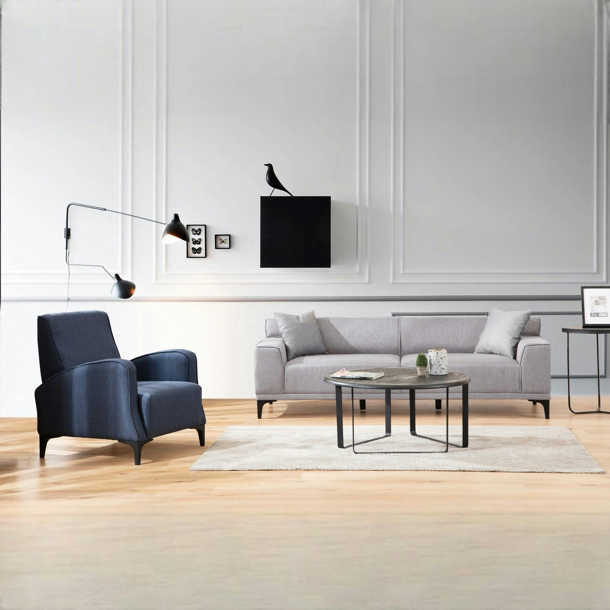 Canapé 3 places gris clair - accoudoirs larges ORSAY