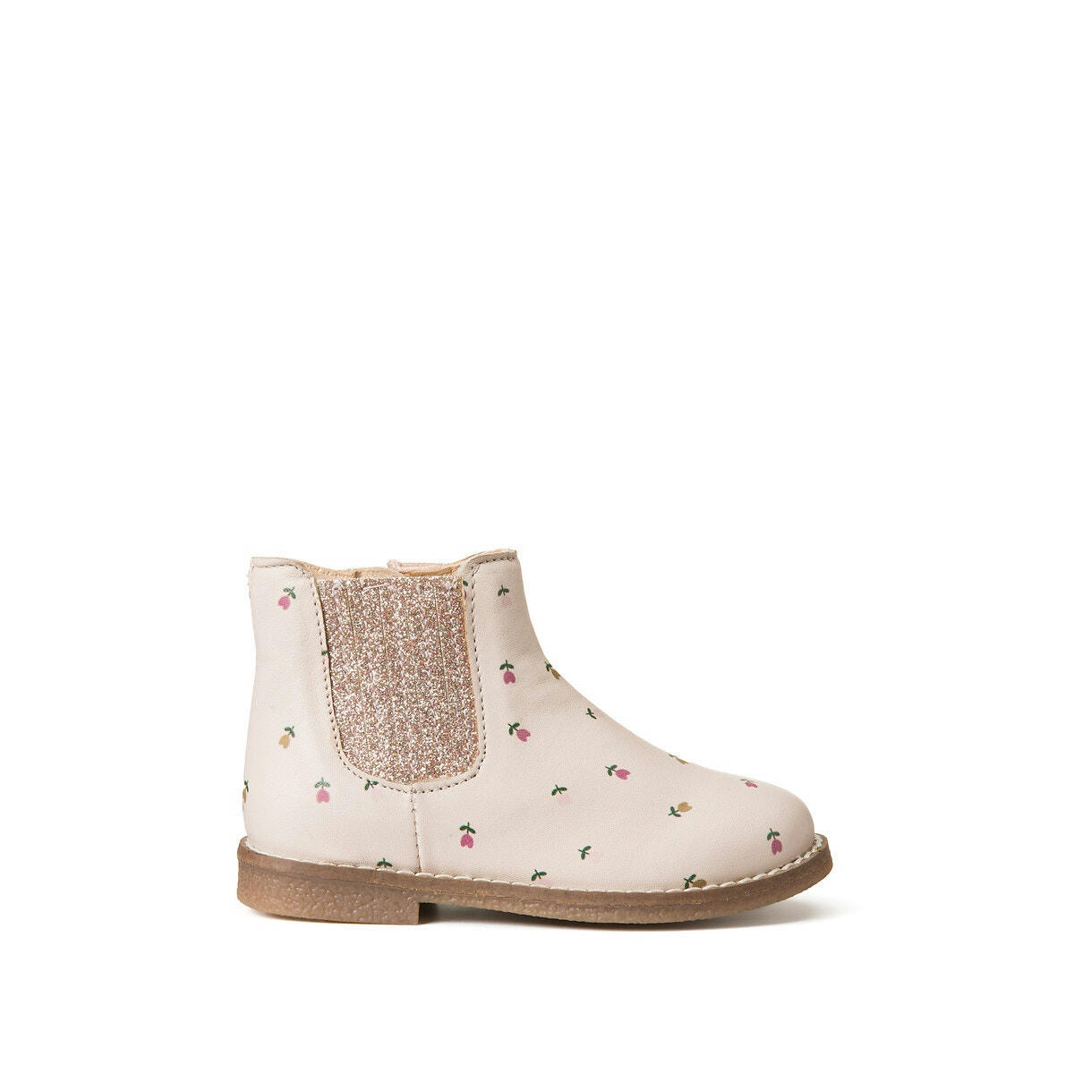 Bottines en cuir imprimé fleurs