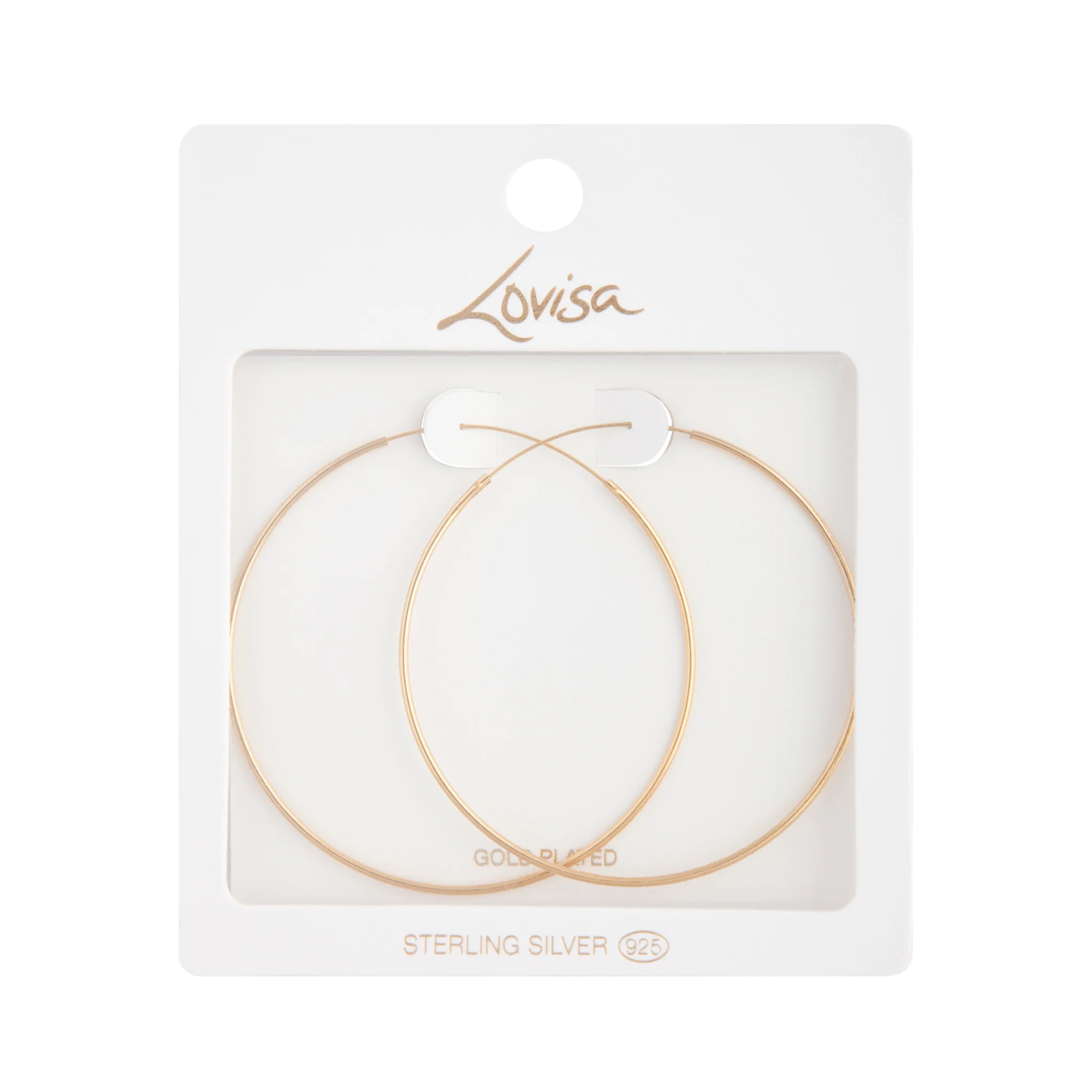 Gold Plated Sterling Silver Fine 60mm Hoop