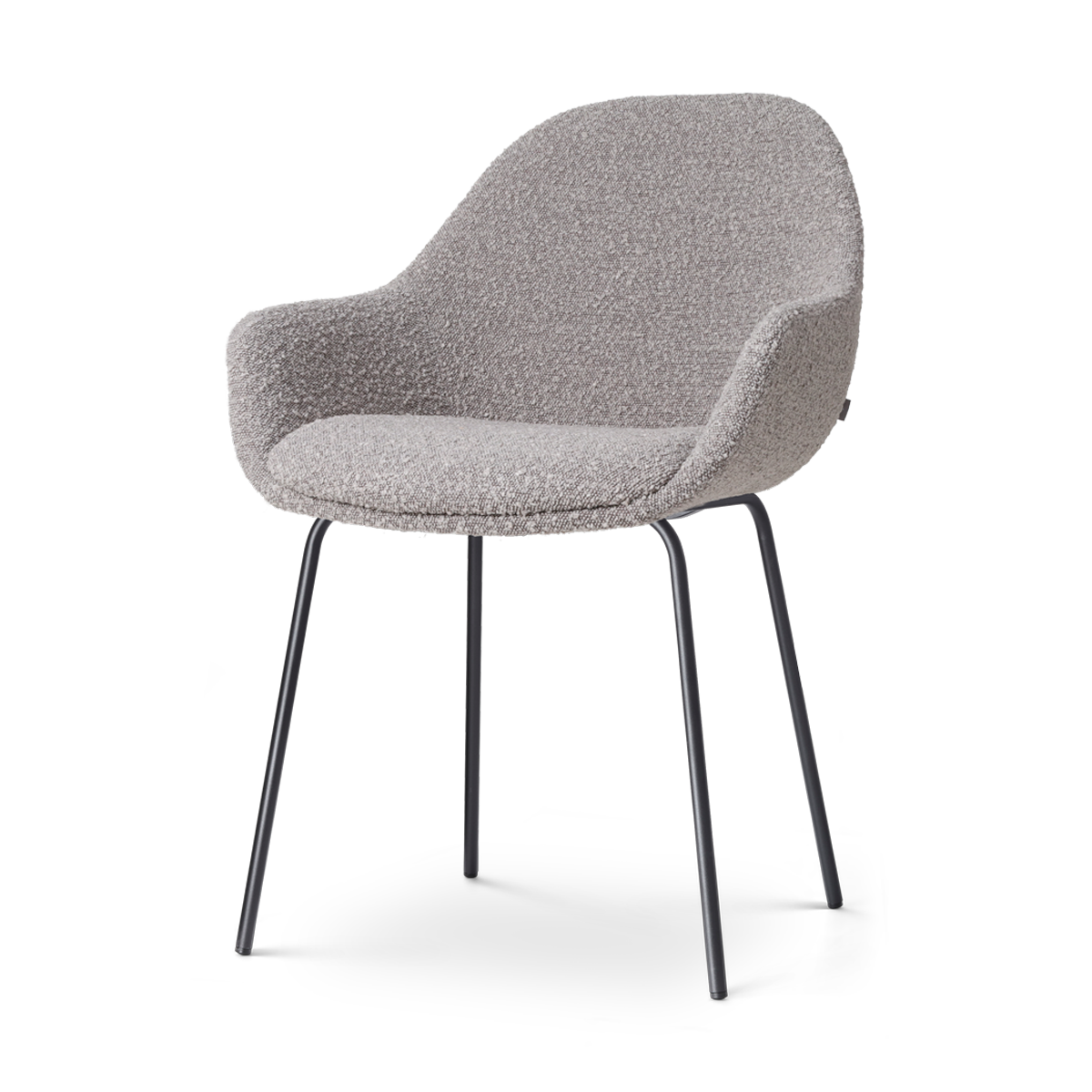 Nolon Nora-Mae Eetkamerstoel Bouclé Taupe - Armleuning - Zwarte Poten