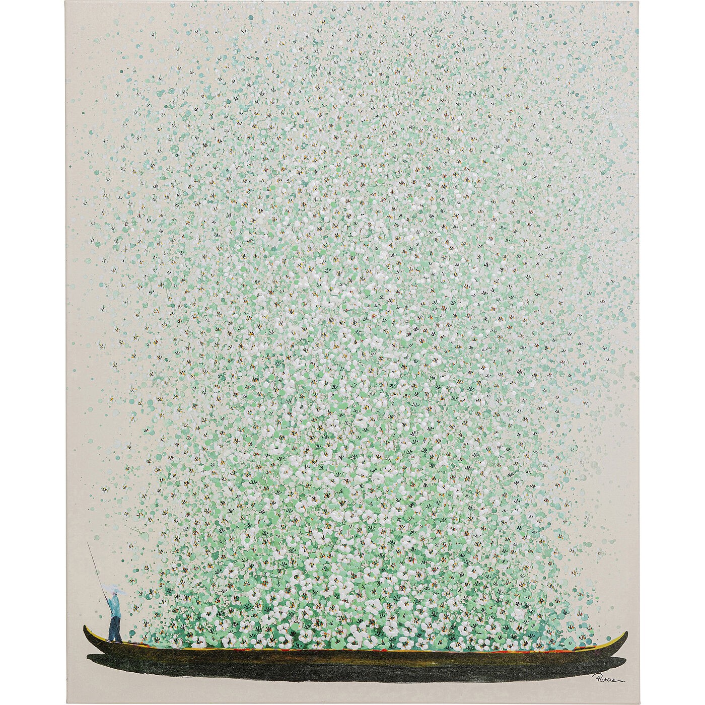 Kare Design Schilderij Flower Boat 80x100cm beige en groen