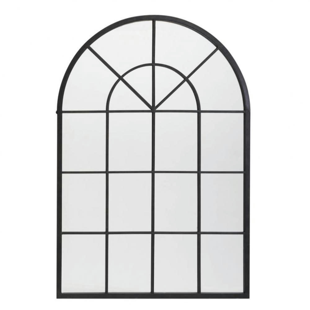 Orangerie - Miroir fenêtre arche en métal noir 92x135