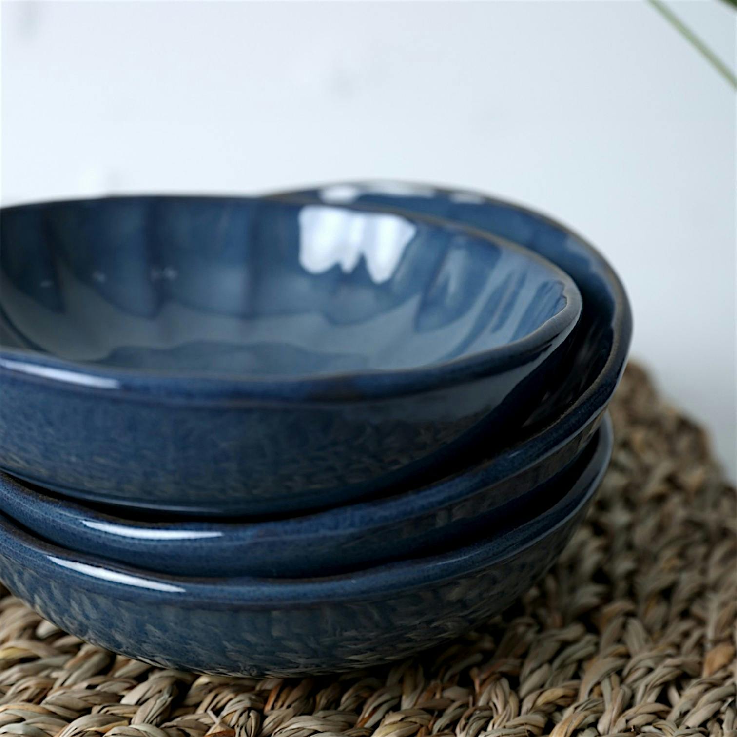 Bol apéro bleu foncé forme fleur (lot de 6) EFIRA
