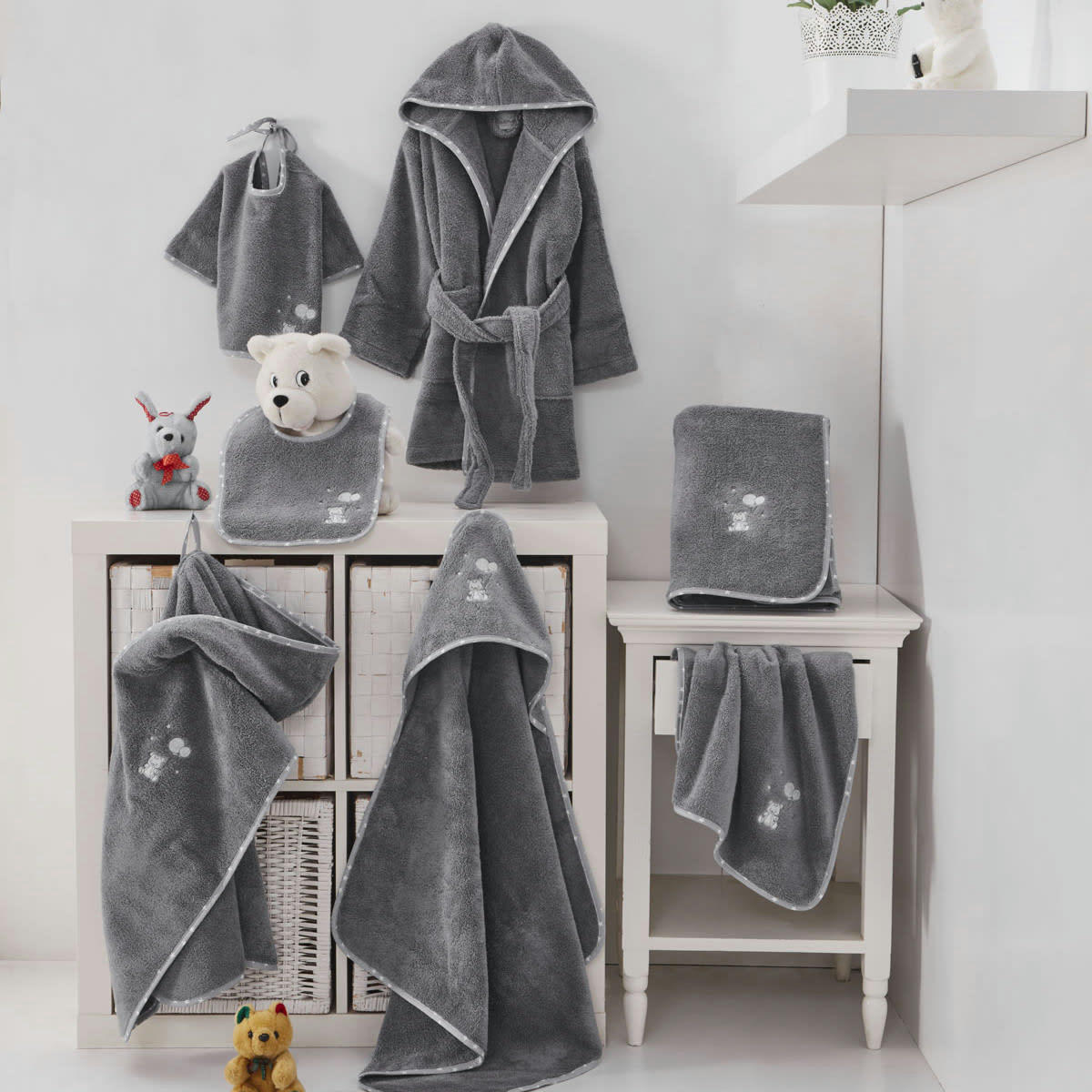 BABY SOFT OURS - Poncho de bain enfant en coton peigné  galet Taille unique (4 - 8 ans)