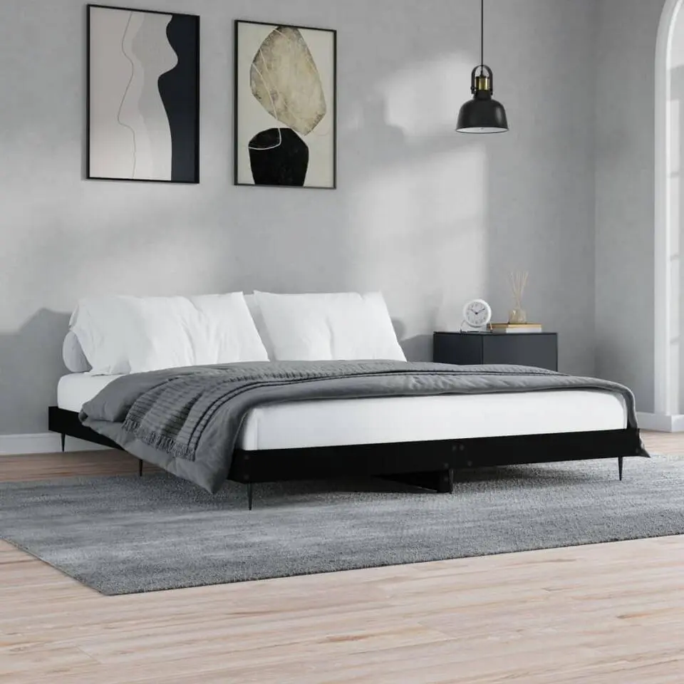 vidaXL - Tweepersoonsbed zonder matras - Zwart - Spaanplaat - 180x200 cm