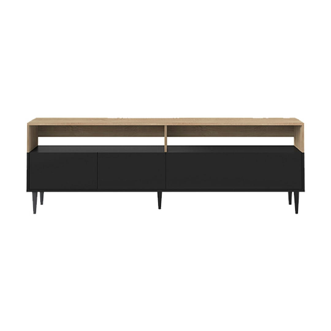 HORIZON - Meuble TV effet bois noir et chêne naturel