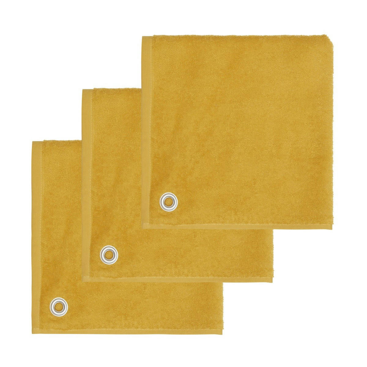 AMAIA - Lot de 3 torchons carrés avec œillet  safran 50x50 cm