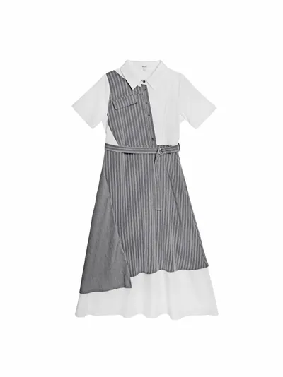 Asymmetric Striped Shirt Dress - 25WDD246C