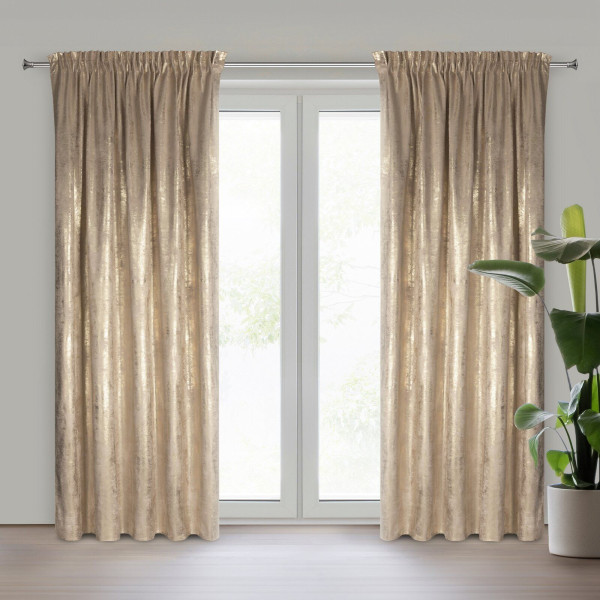 Zasłona 140X270 cm Renia beż welwet efekt glamour na taśmie