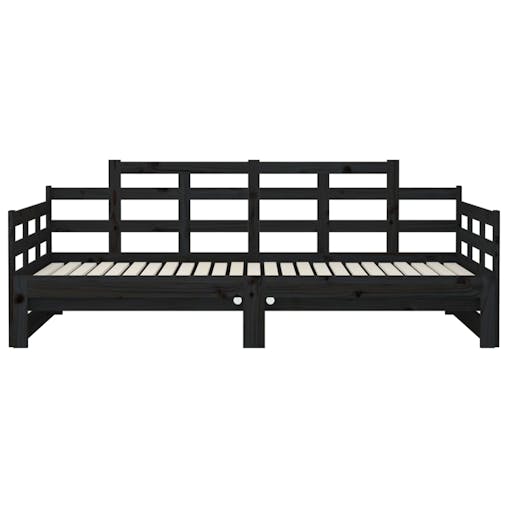 NNEVL Pull-out Day Bed Black Solid Wood Pine 2x(92x187) cm