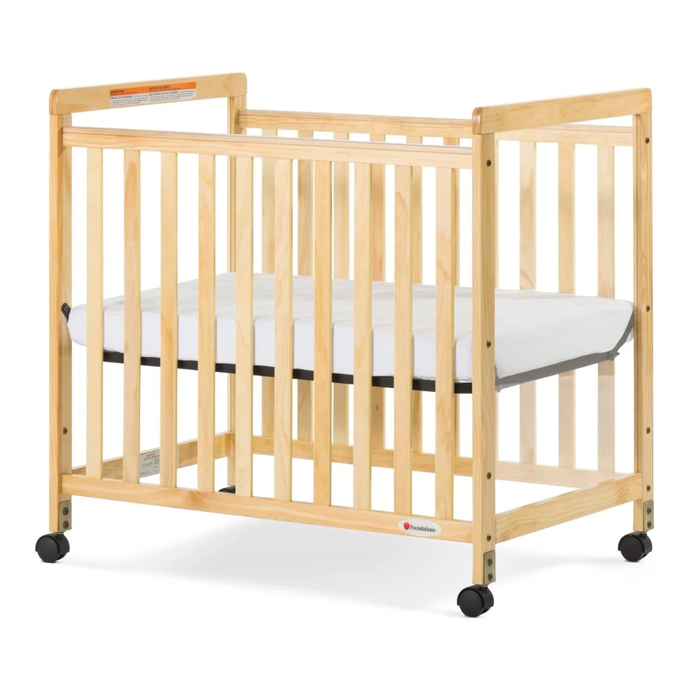 Foundations SafetyCraft Compact Fixed Side Clearview Crib in Natural