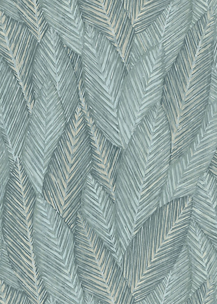 Papier peint vinyle sur intissé feuille palmier Retreat celadon vert L.1005 x l.53cm Erismann