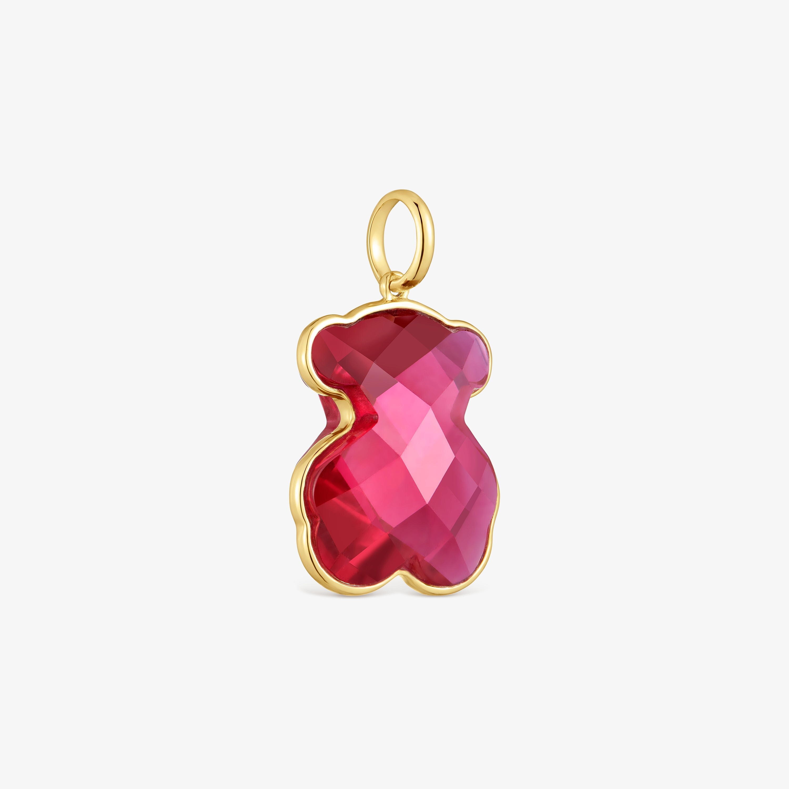 Colgante oso de oro 14 kt y rubí creado en laboratorio Icon Color LGG
