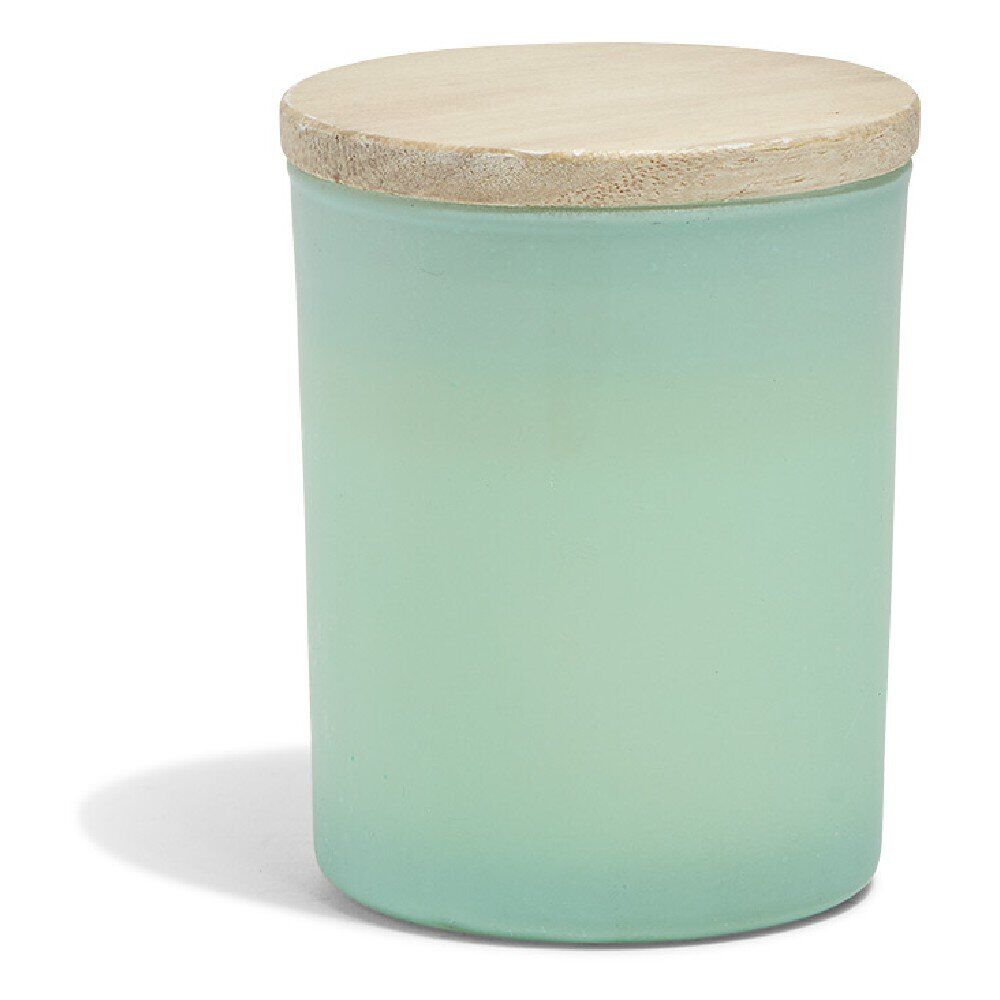 Bougie citronnelle couvercle bois verre vert Ø7xH8,5cm