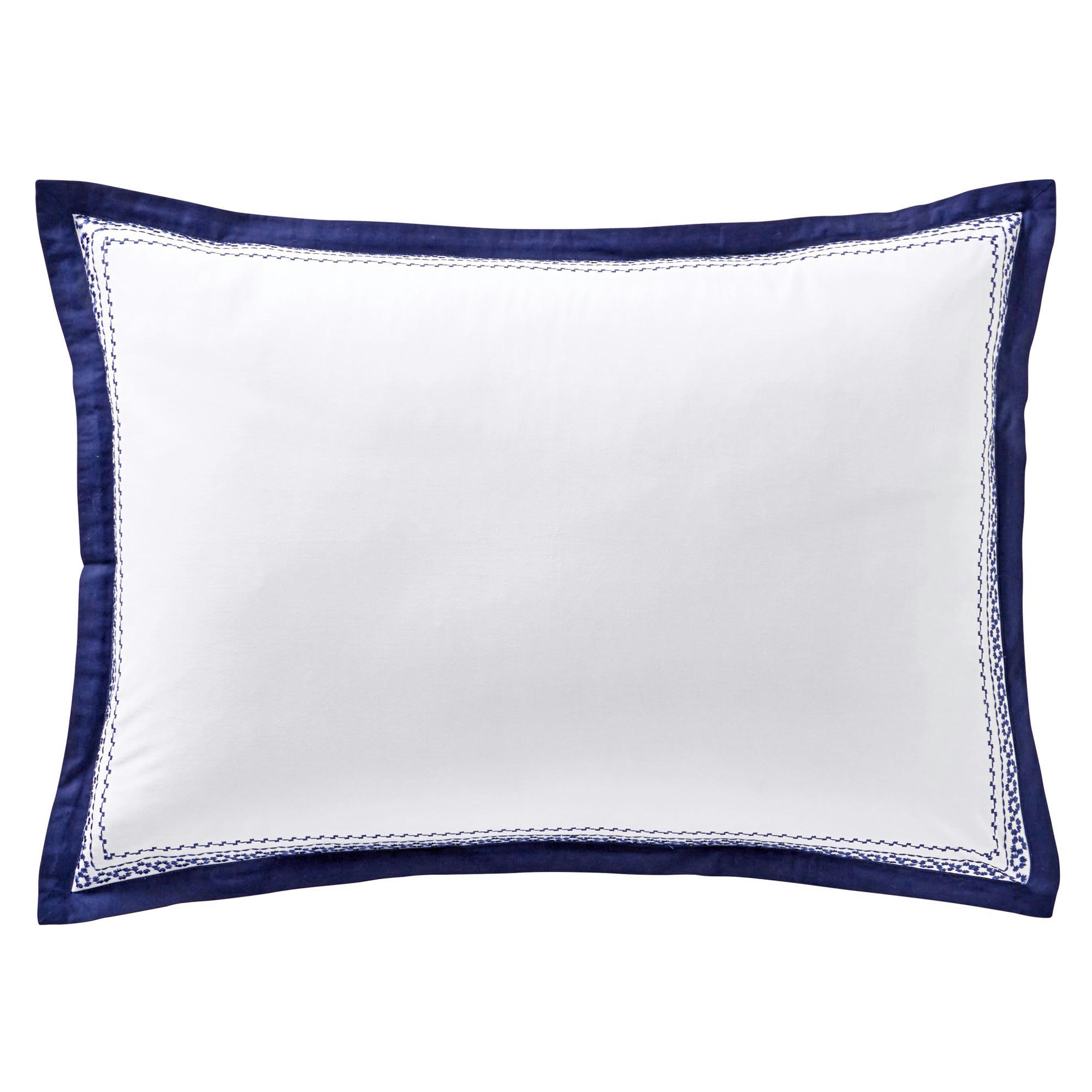 CUPTEA - Taie volant 63x63 bleu marine en coton