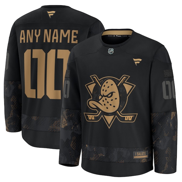 Anaheim Ducks  2024 Military Appreciation Personalized Long Sleeve Practice Jersey - Black