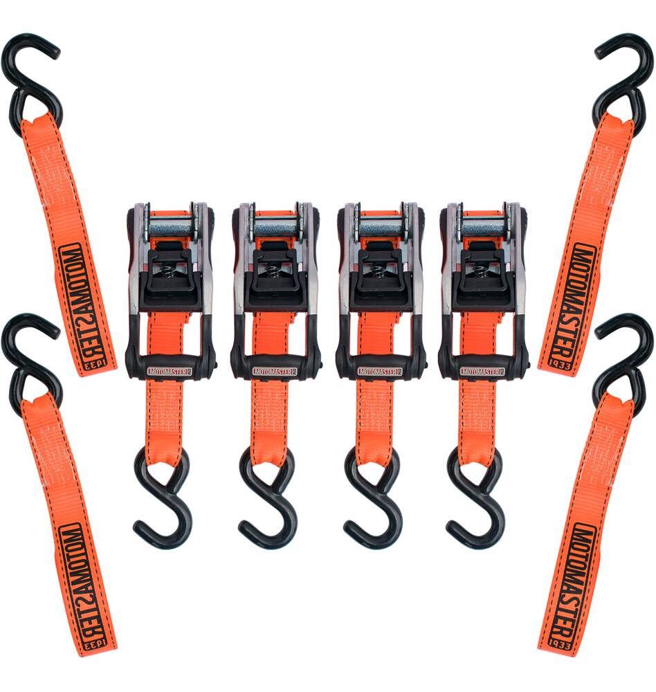 MotoMaster 3,000-lb Heavy Duty Ratchet Tie Down Straps, Extra Long, 1.25-in x 20-ft, 4-pk