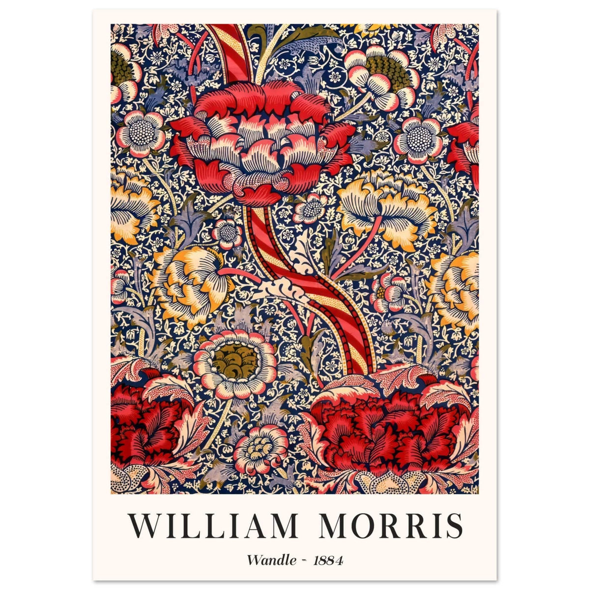 Artfulprints Poster William Morris - Wandle  - A4 21x29.7 cm - Rood