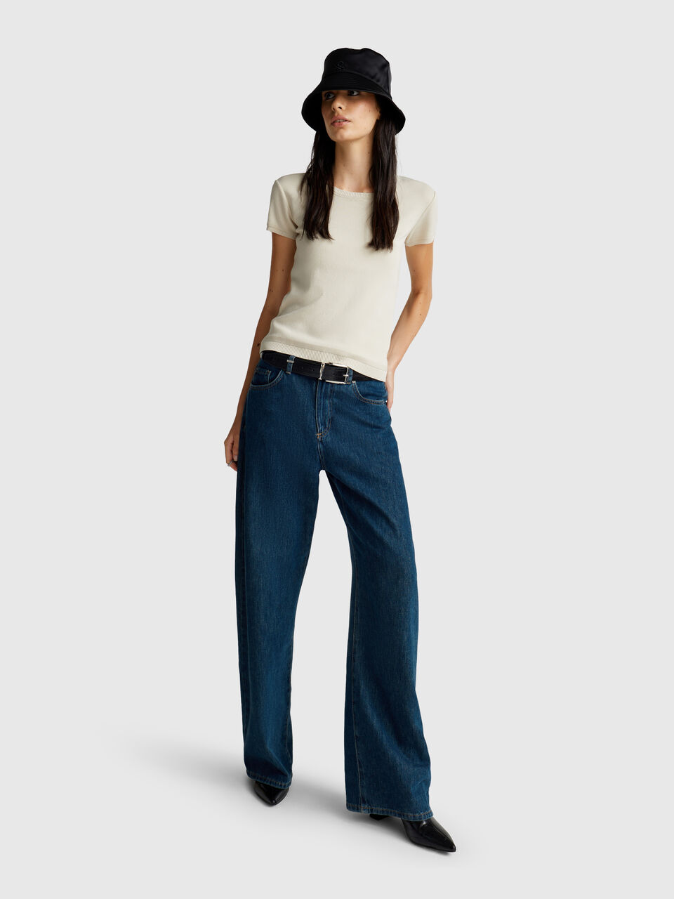 Short sleeve sweater in pure cotton