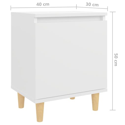NNEVL Bed Cabinet with Solid Wood Legs White 40x30x50 cm