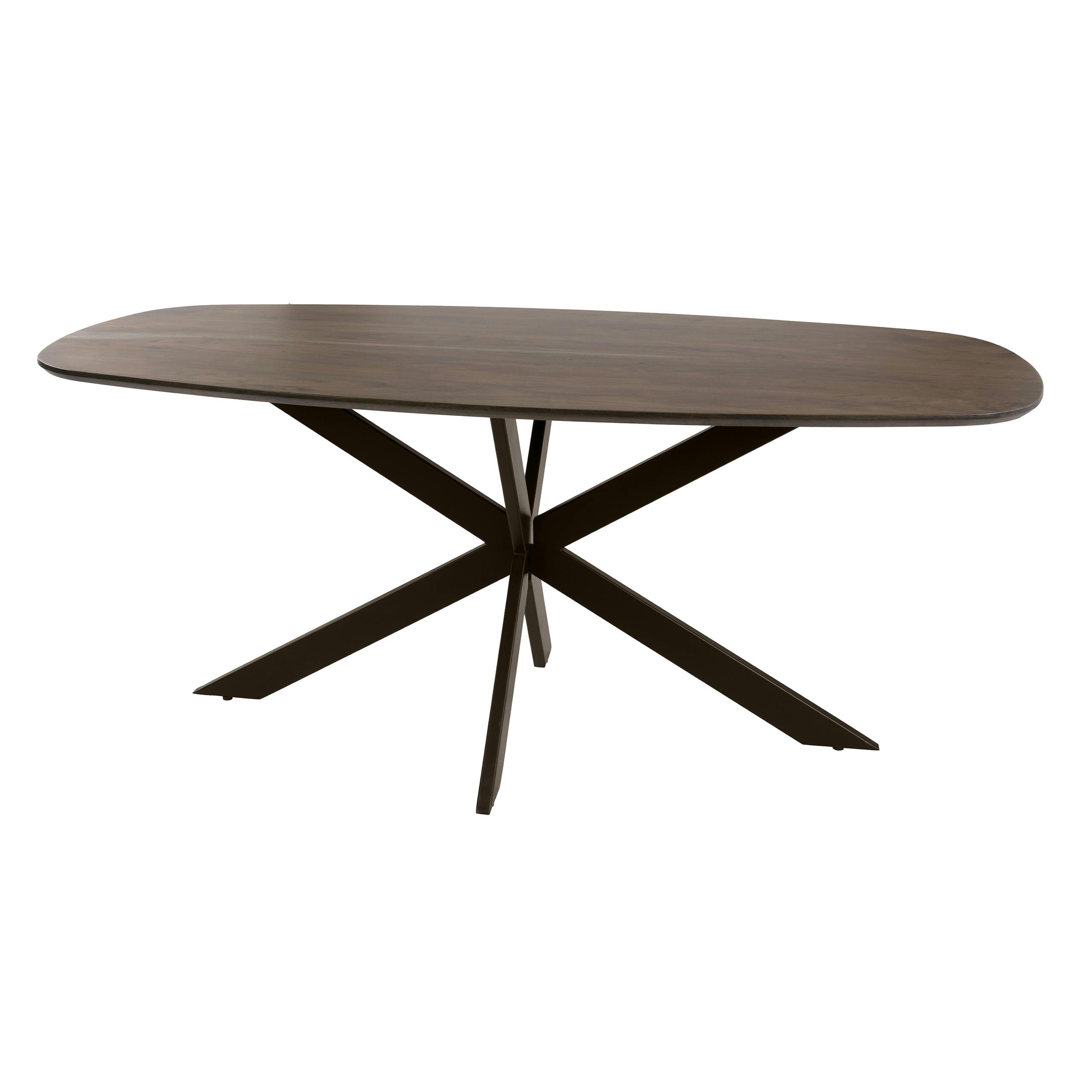 Table à manger bois d'acacia foncé bords arrondis 215 cm NAKO