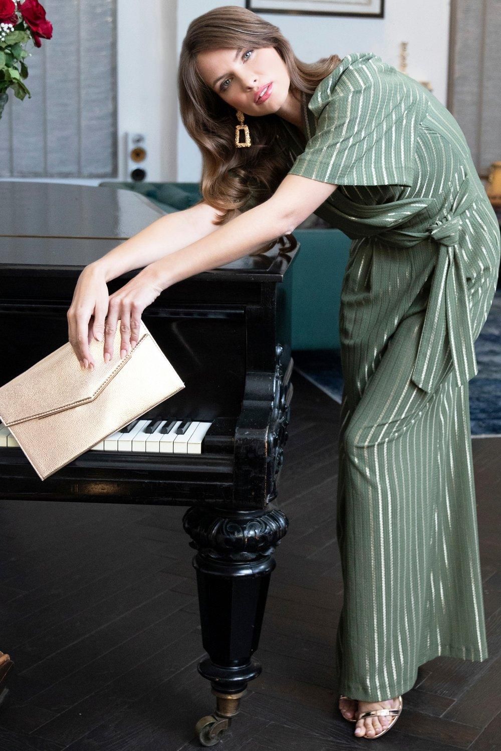 Hot Squash Gold Stripe Wide Leg Jumpsuit