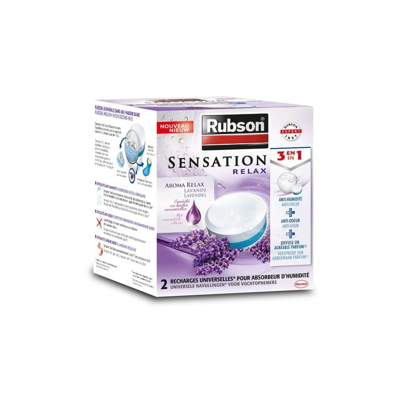 Recharge pour absorbeur d'humidité Sensation parfum lavande 2 x 300 g RUBSON