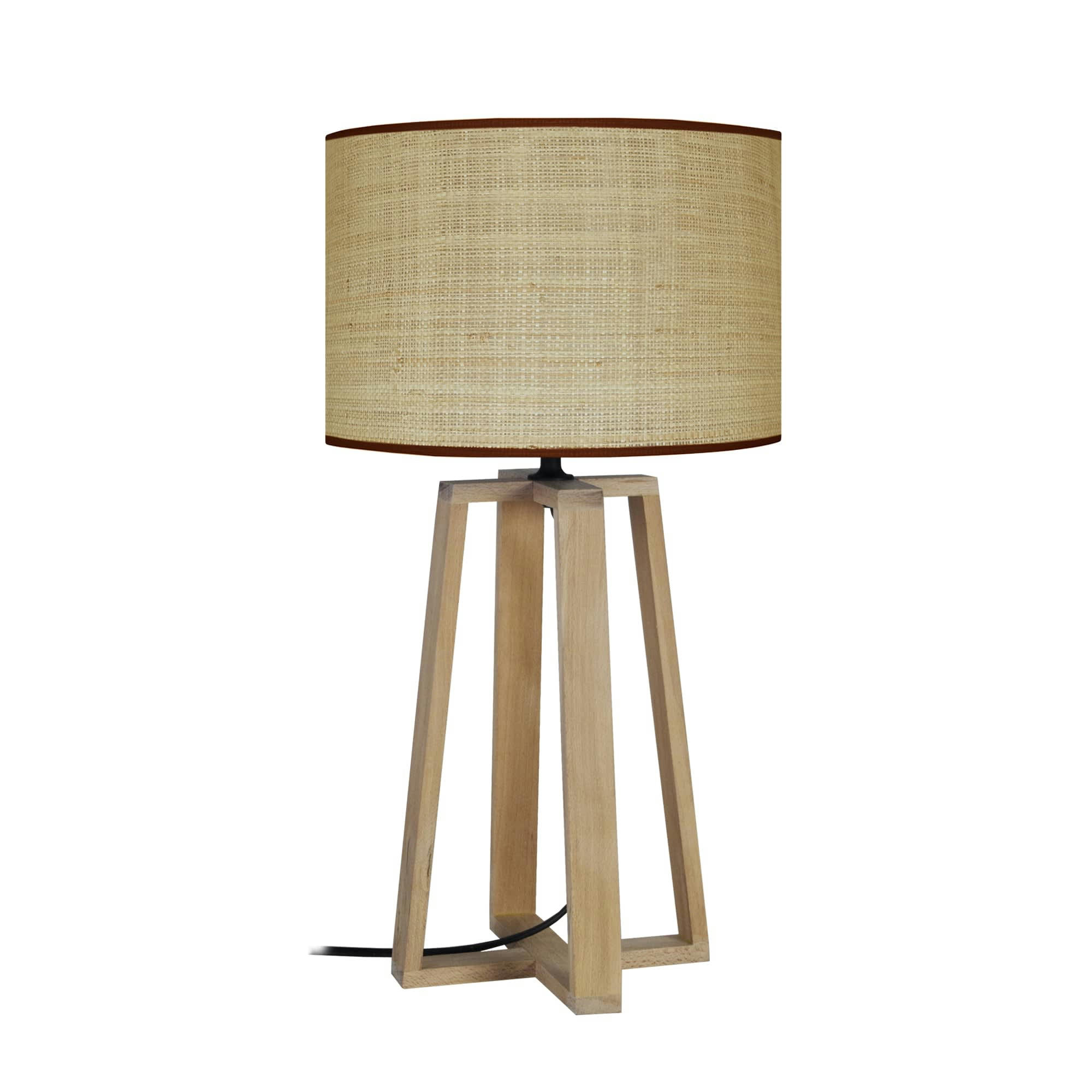 MANON - Lampe de chevet bois naturel et creme