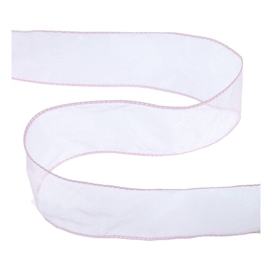 Pale Pink Wire Edge Organza Ribbon 63mm x 3m