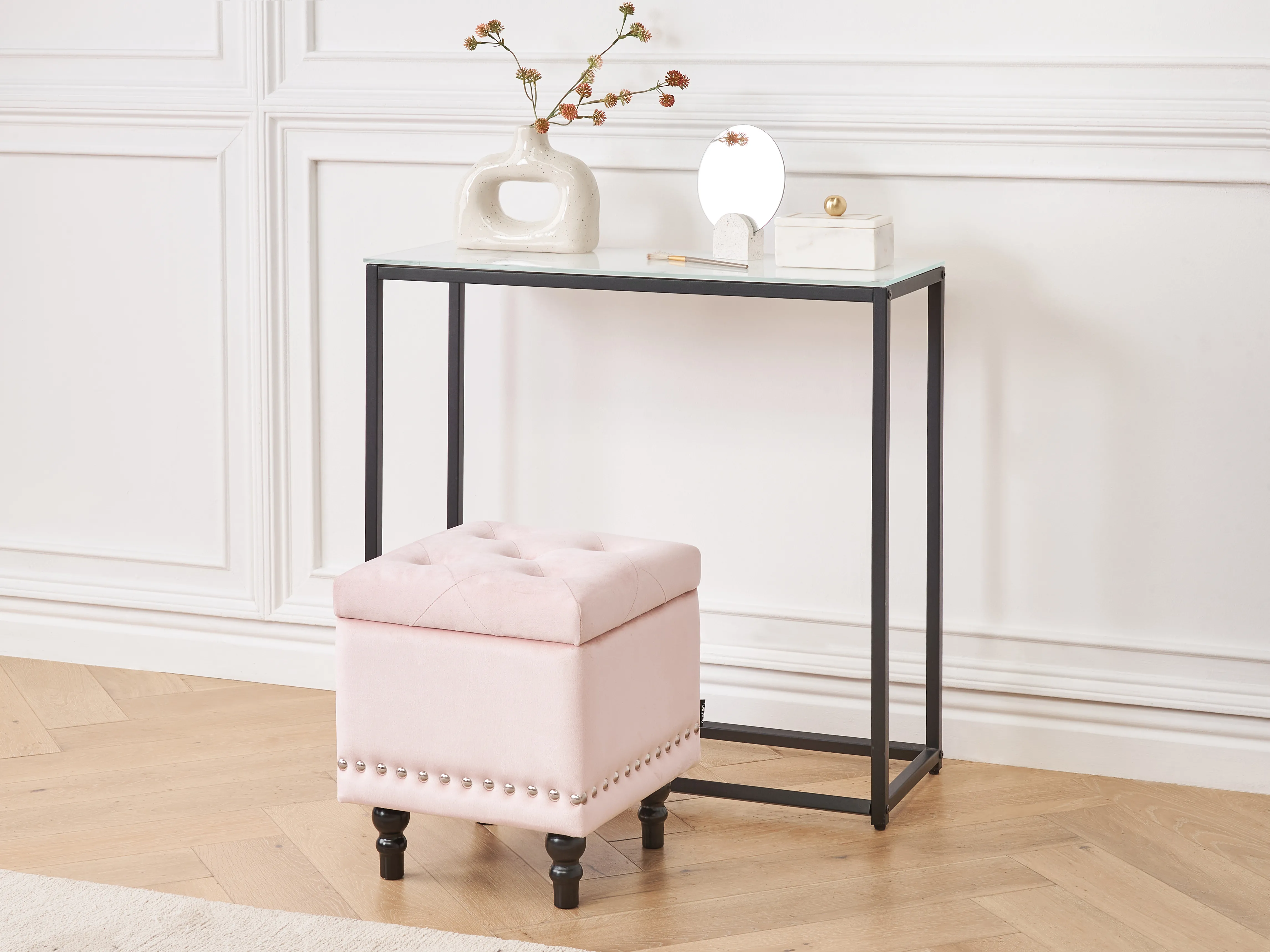 Storage Pouffe LORETTO Velvet Pastel Pink