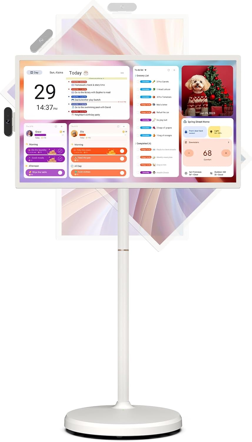 ApoloSign 32 inch FHD Smart Portable TV Gen2  16G +128G Storage  Android 15 OS  15000mAh  Rolling TV on Wheels with Rotatable Touch Screen  Built-in Battery  Full Swivel Rotation  Voice Remote
