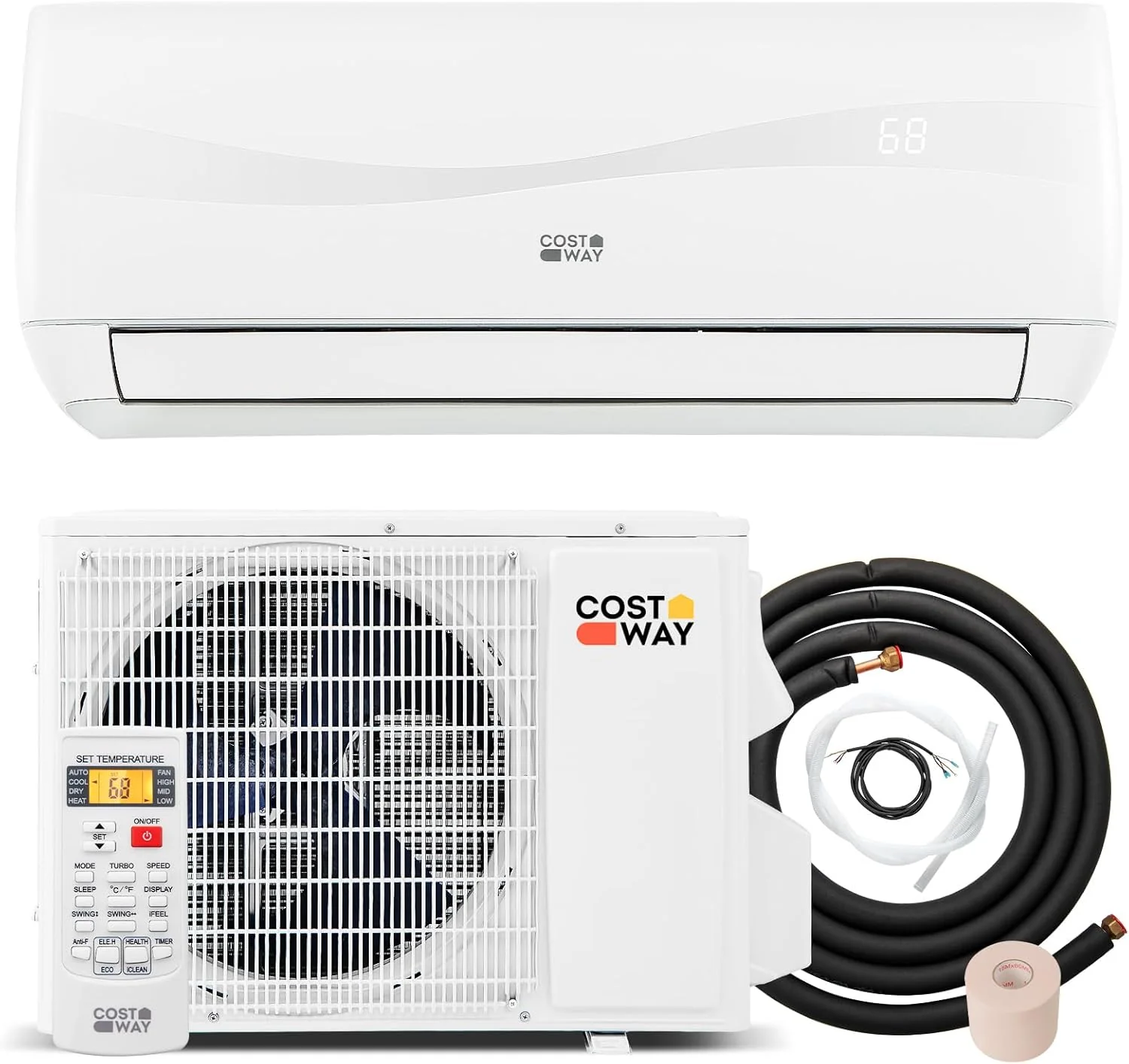12000-watt mini split air conditioner and heater, 20 energy efficiency rating, 115 volts, wall-mounted tubeless air conditioning unit, capable of cooling rooms with an area not exceeding 750 square feet, energy-efficient inverter air conditioner equi