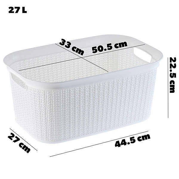KADAX Panier à Linge Box Conteneur Blanc 27L