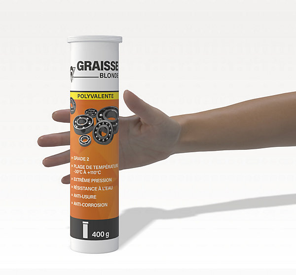 Méduze - 12 tubes de graisse polyvalente blonde 400g - Grade 2 - Lisse - Anticorrosion - Extrême pression