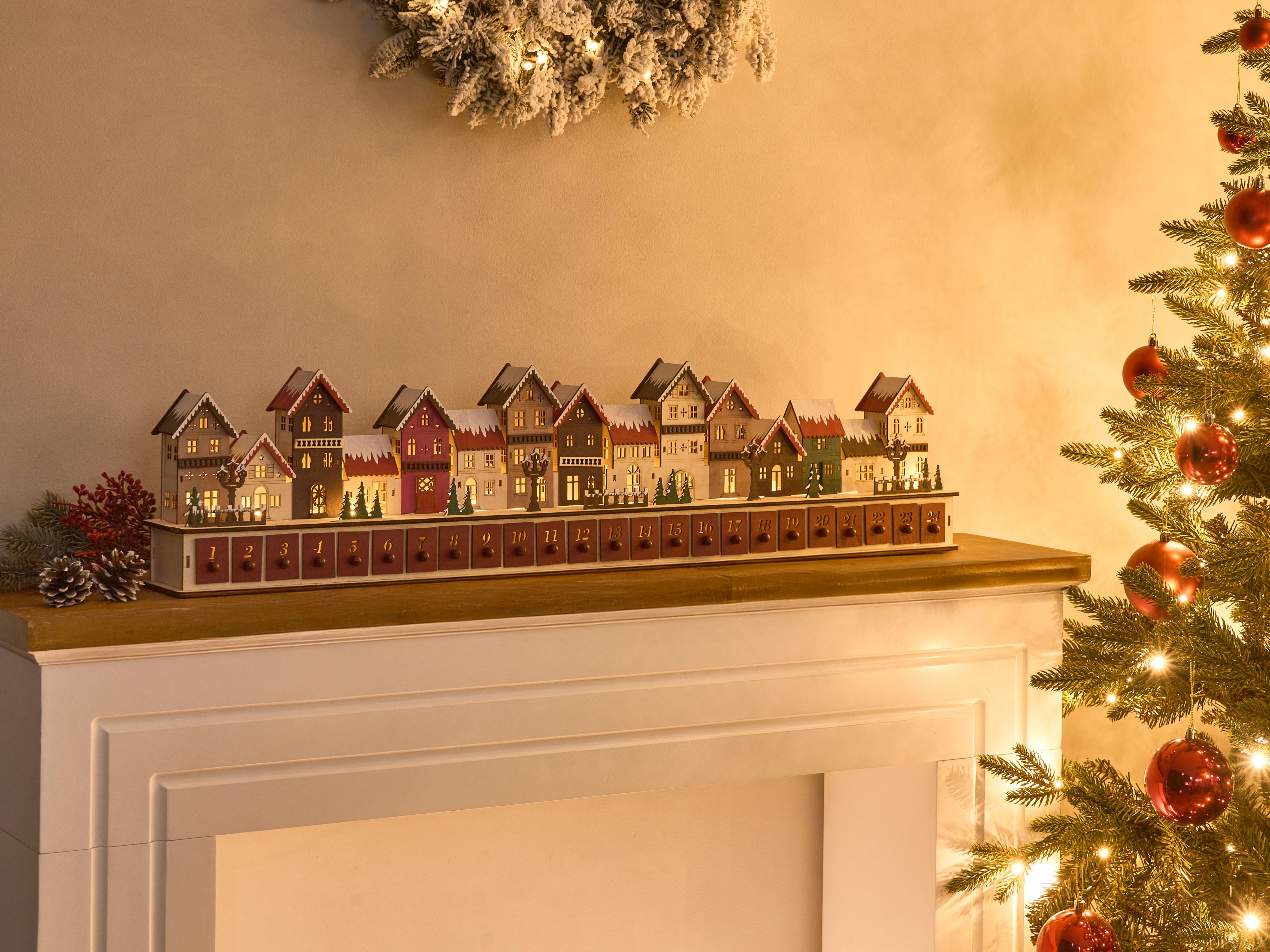 Christmas Decoration LED ASPERN Advent Calendar 18 cm Red
