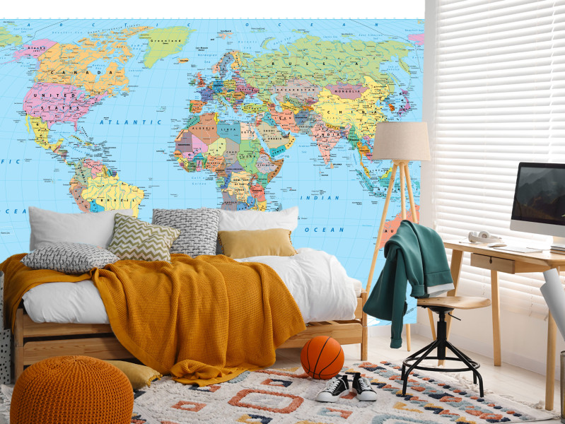 Fototapeta Polityczna mapa świata po angielsku 100x70cm