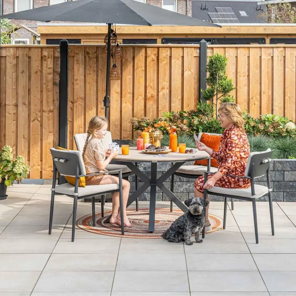 Dane tuinset 5-delig - Tulli tuintafel &Oslash;122 cm