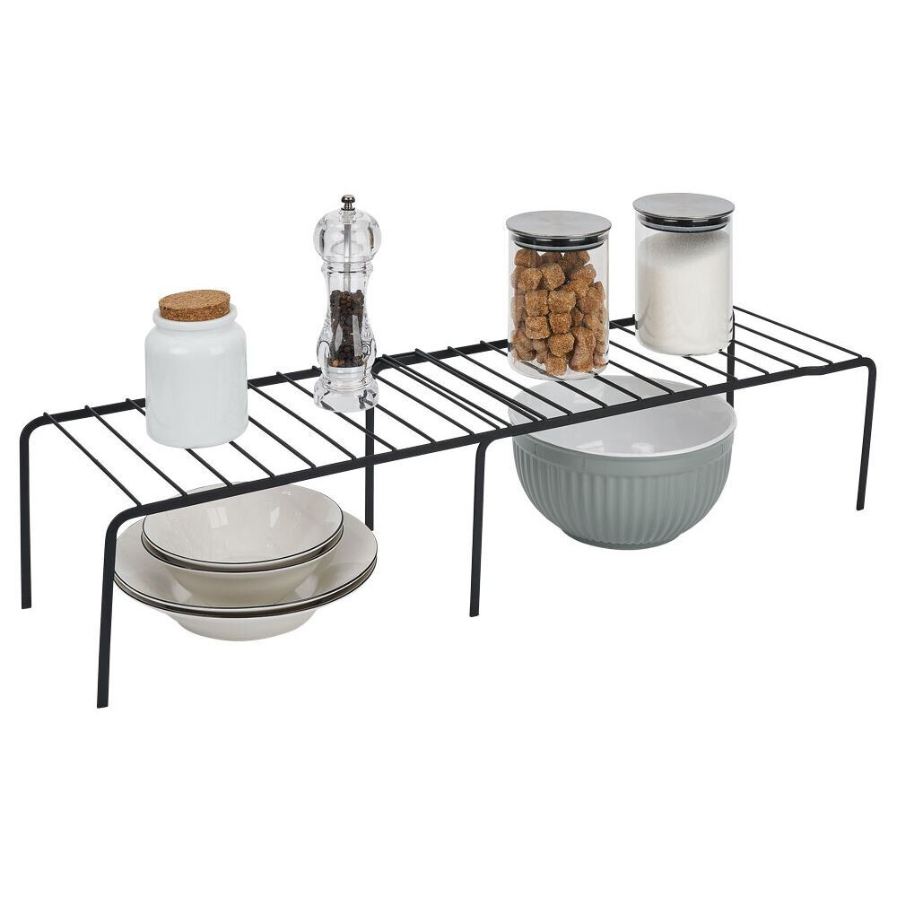 étagère extensible en métal noir 43à69x20xH14,5cm