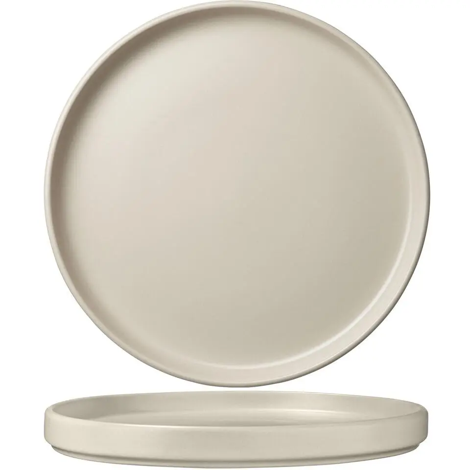 tectake Serviesset Una, van aardewerk, voor 6 personen, Taupe