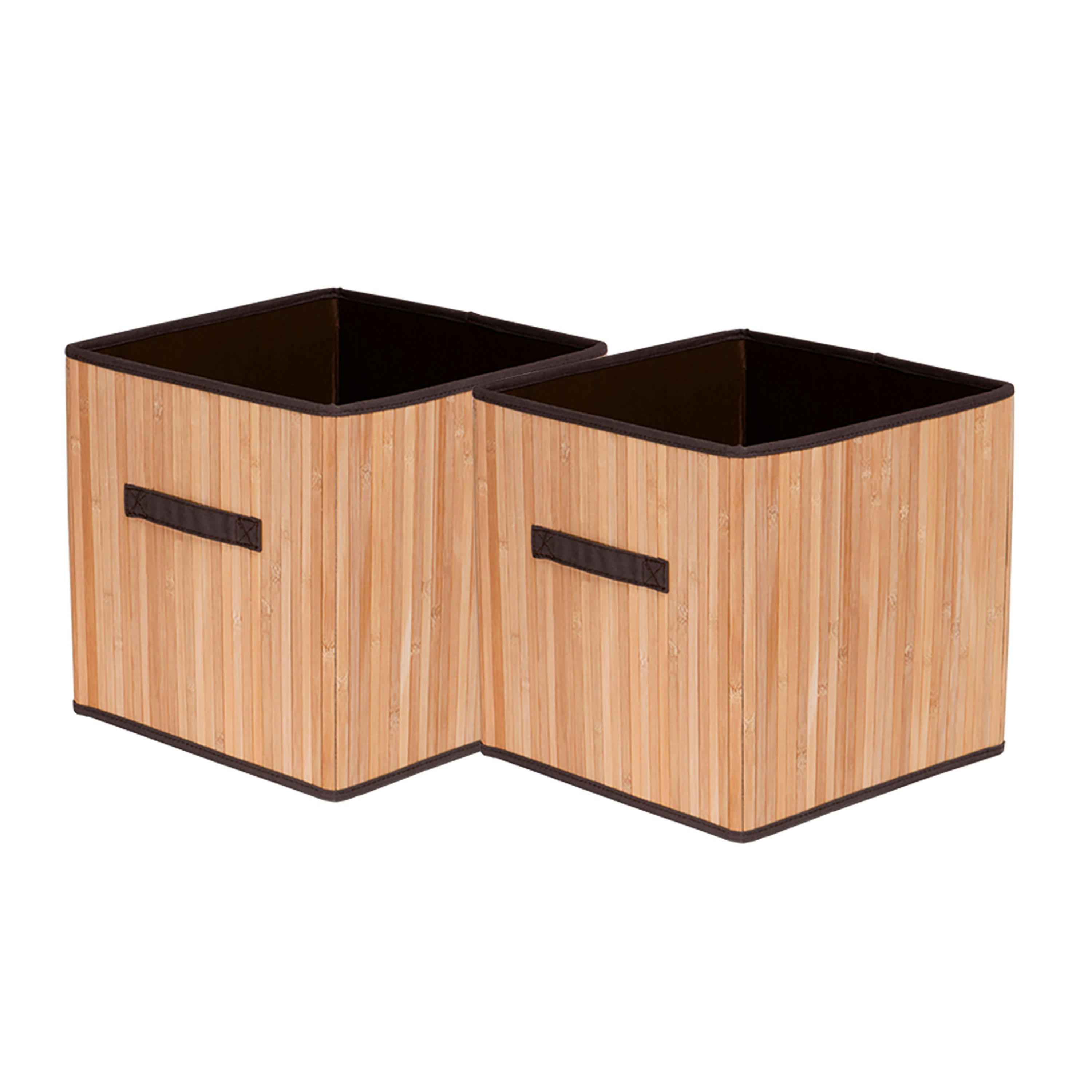 - Lot de 2 paniers de rangement pliables en bambou 31x31x31cm