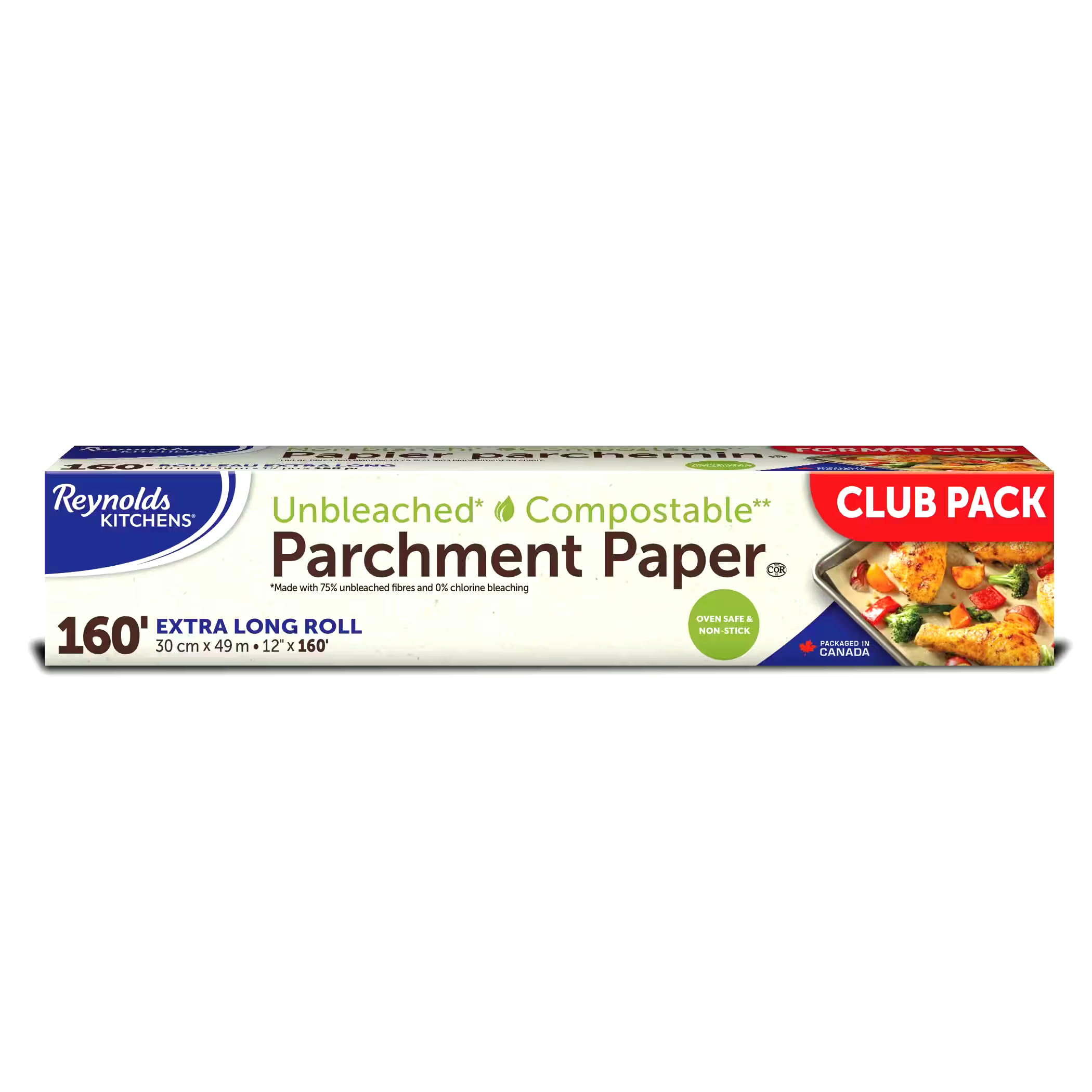 Reynolds Kitchens® Unbleached Compostable Parchment Paper, Extra-Long Roll, 12-in x 160-ft