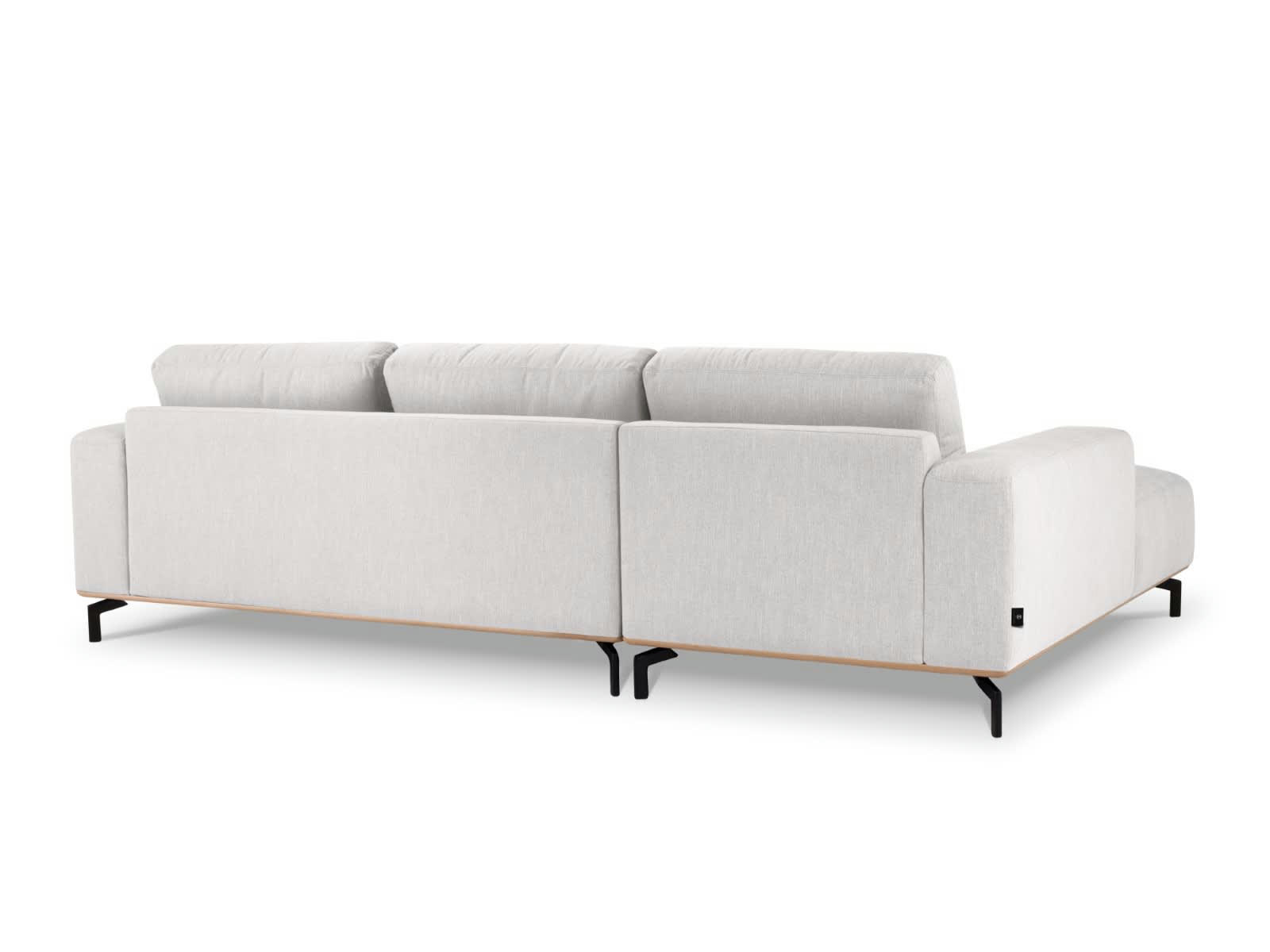 MARC - Canapé D'Angle Gauche 5 places en Tissu Structurel Gris Clair