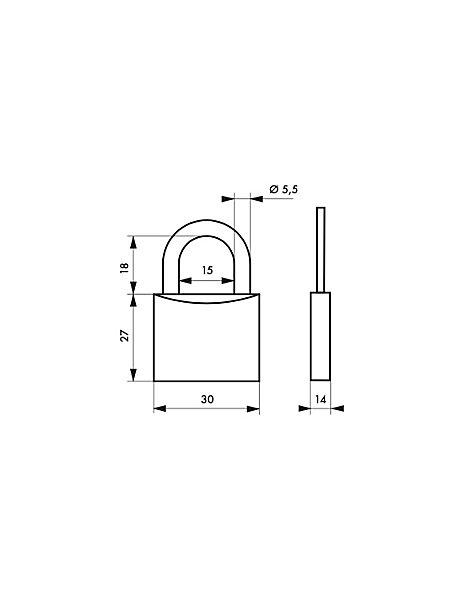 Cadenas à clé Line Sport Basket, acier, intérieur, anse acier, 30mm, 3 clés - THIRARD