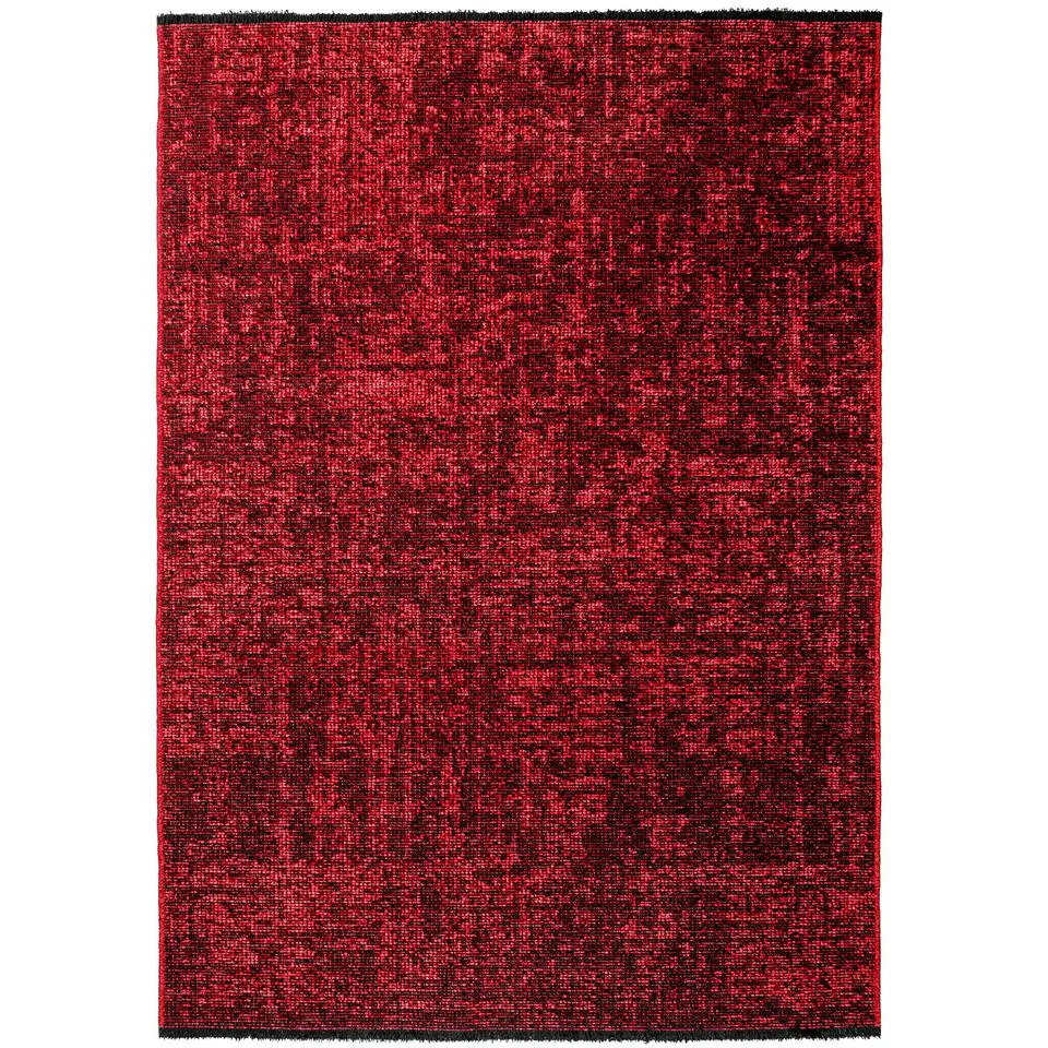 SPACE Vloerkleed - Laagpolig Effen Velours - Rood 140x200 cm - Modern Woonkamer