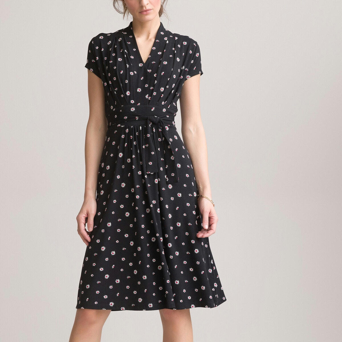 Robe évasée, imprimé floral, mi-longue